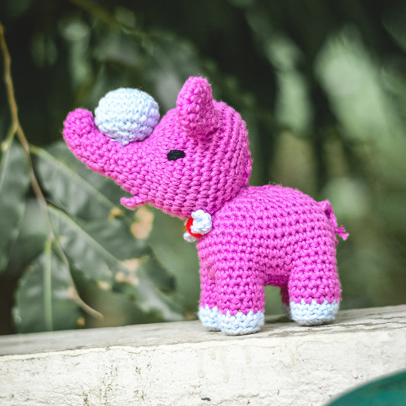 Crochet Toys | Baby Elephant Soft Toy | Purple | 14 cm