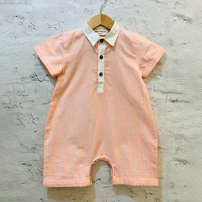 Cotton Baby Romper | Striped | Orange