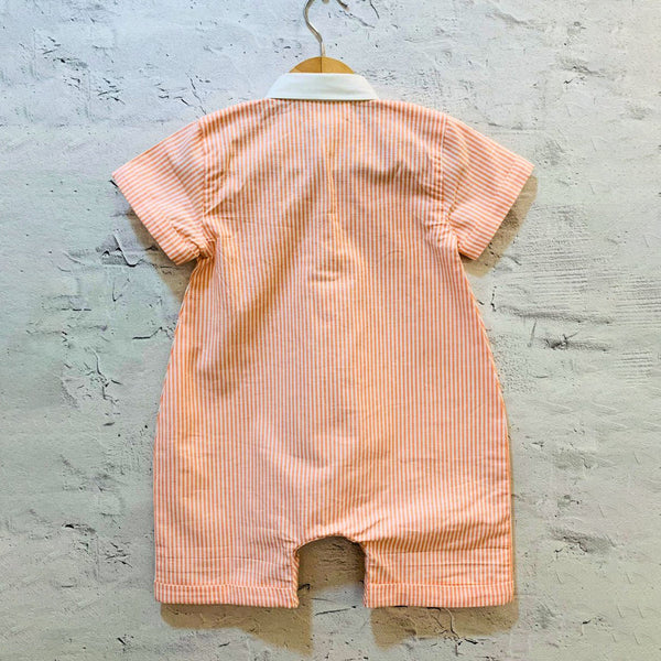 Cotton Baby Romper | Striped | Orange