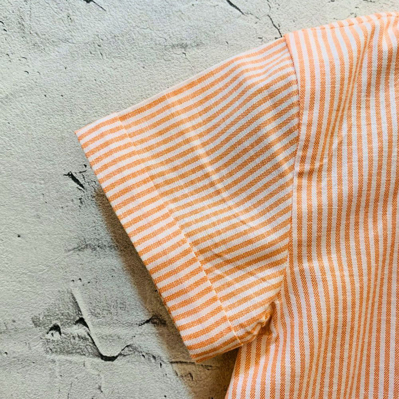 Cotton Baby Romper | Striped | Orange