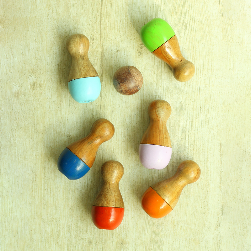 Wooden Toys for Kids | Wooden Pin Bowling Set | Small Toy | 7 Pcs