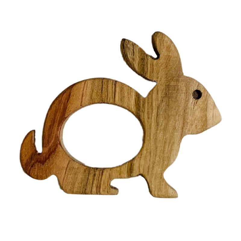 Wooden Baby Teether | Bunny & Turtle | Brown | Set of 2