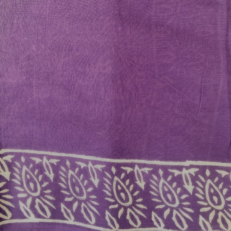 Mulmul Cotton Saree | Bagru Hand Block Print | Dark Violet