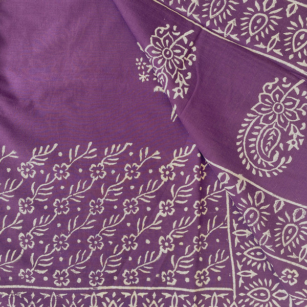 Mulmul Cotton Saree | Bagru Hand Block Print | Dark Violet