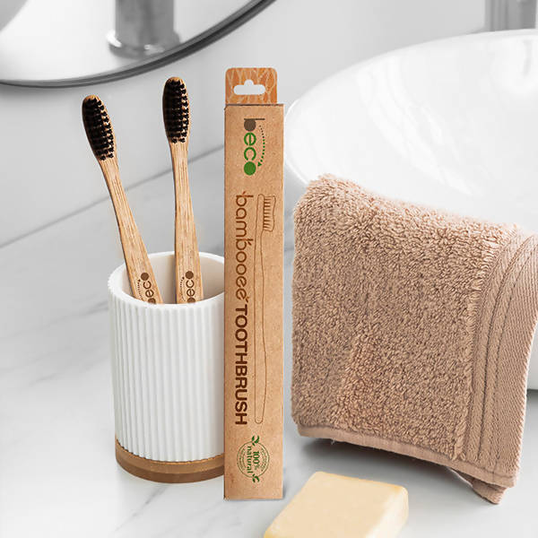 Bristles Bamboo Toothbrush | Charcoal Activated | Pack of 4.