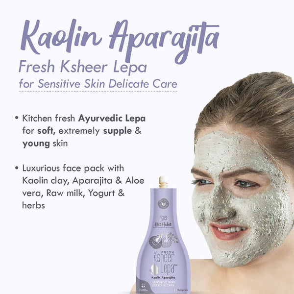 Nat Habit Fresh Kaolin Aparajita Lepa | Ayurvedic Face Pack Mask | Sensitive Skin & Delicate Care | 40 g | Pack of 2