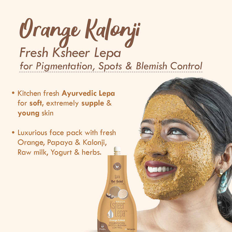Nat Habit Fresh Orange Kalonji Lepa | Ayurvedic Face Pack Mask | Pigmentation, Spots & Blemish Control | 40 g | Pack of 2
