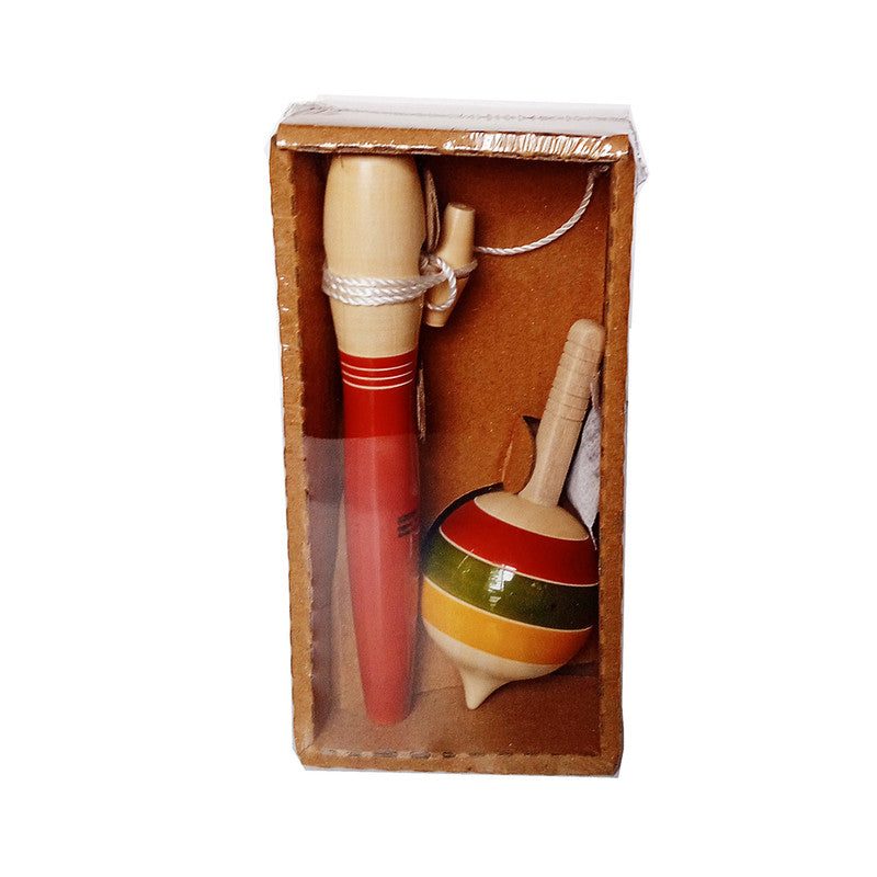 Wooden Spinning Toy for Kids | Spindle Top | Multicolour | 14 cm