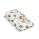 Fitted Sheet for Baby Crib | Organic Cotton & Natural Dyes | Leaf Print | White