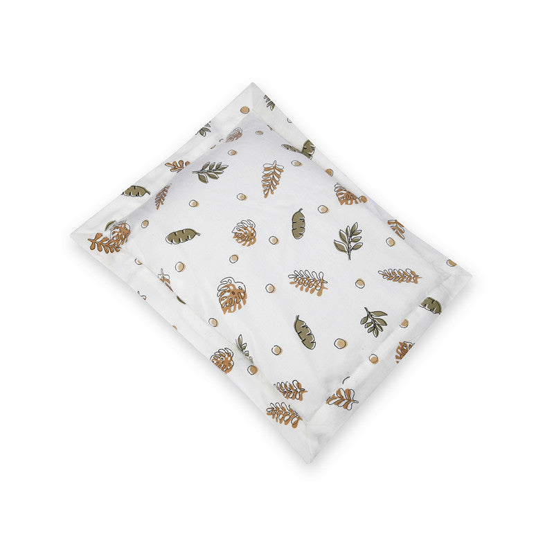 Mustard Seed Pillow for Baby | Organic Cotton & Natural Dyes | Leaf Print | White