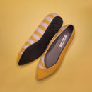 Vegan Shoes | Striped Ballerinas | Yellow