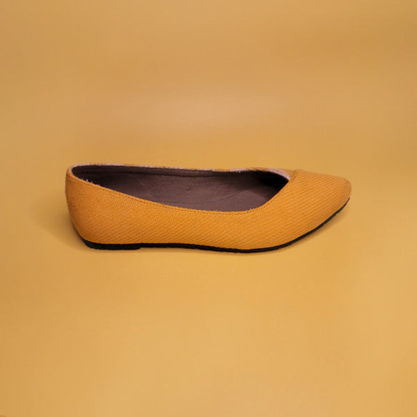 Vegan Shoes | Striped Ballerinas | Yellow