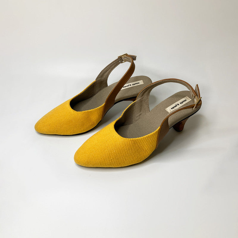 Women Heels | Cactus Leather | Backstrap | Yellow