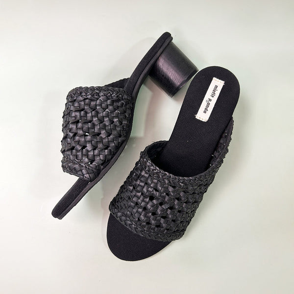 Block Heels | Cactus Leather | Black