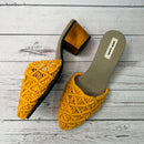 Flats for Women | Macrame & Recycled Tyres Mules | Yellow