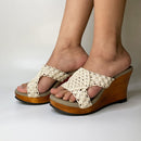 Wedges Heels | Macrame & Recycled Tyres Heels | White