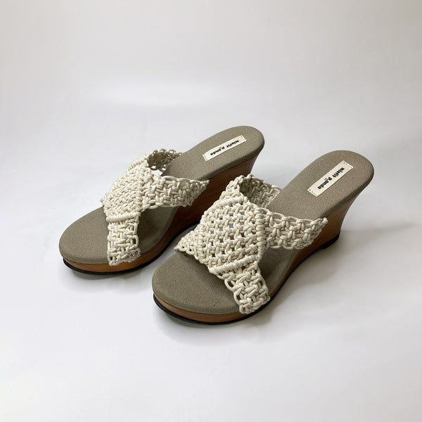 Wedges Heels | Macrame & Recycled Tyres Heels | White