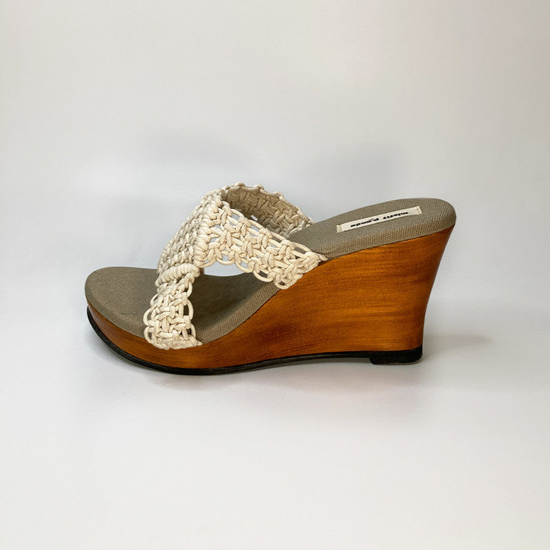 Wedges Heels | Macrame & Recycled Tyres Heels | White