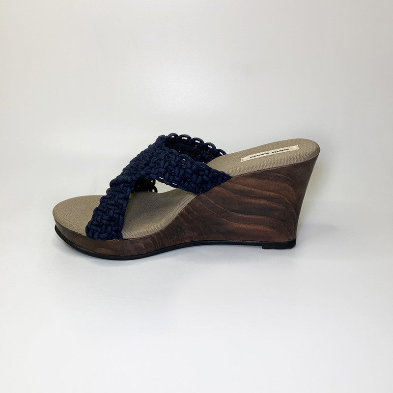 Wedges Heels | Macrame & Recycled Tyres Heels | Blue