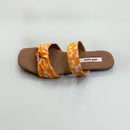 Women Flat Sandals | R-Elan GreenGold Fabric | Bow Printed | Yellow