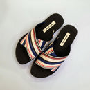 Women Sliders | Cross Strap | R-Elan GreenGold Fabric | Multicolour