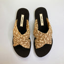 Flats For Women | Jute Sliders | Cross Strap | Beige & Black