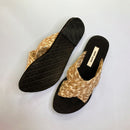 Flats For Women | Jute Sliders | Cross Strap | Beige & Black