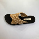 Flats For Women | Jute Sliders | Cross Strap | Beige & Black