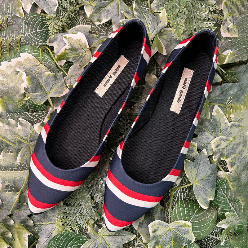 Recycled Fabric Ballerinas | Striped | Multicolour