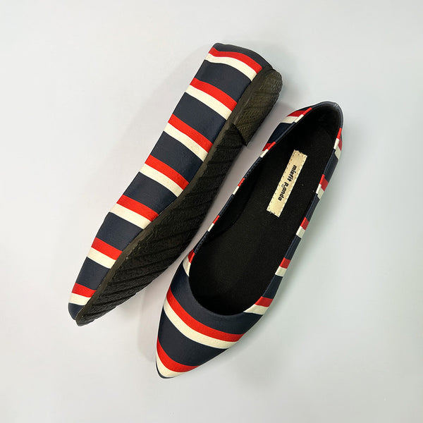 Recycled Fabric Ballerinas | Striped | Multicolour