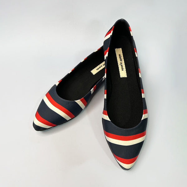 Recycled Fabric Ballerinas | Striped | Multicolour