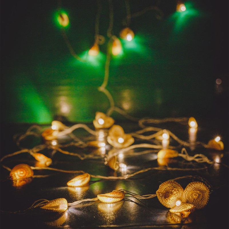 Handmade Yellow Crochet Lily Bougainvillea Led String Lights