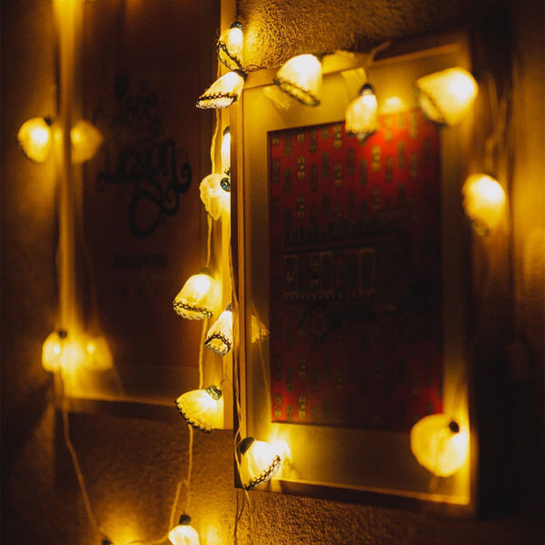 Handmade Blue Crochet Led String Lights