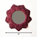 Handwoven Cotton Maroon Macrame Round Mirror