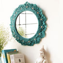 Wall Mirror | Handwoven Macrame | Turquoise | L-33 B-33 H-4 cm