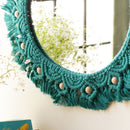 Wall Mirror | Handwoven Macrame | Turquoise | L-33 B-33 H-4 cm