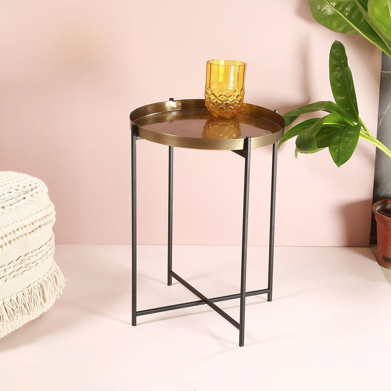 Knock Down Antique Brass Accent Table