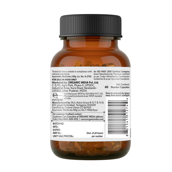 Organic India Flaxseed Oil Capsules | Reduce High Cholesterol | 60 Capsules