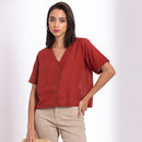 Women Top | Cotton Linen Top | Red