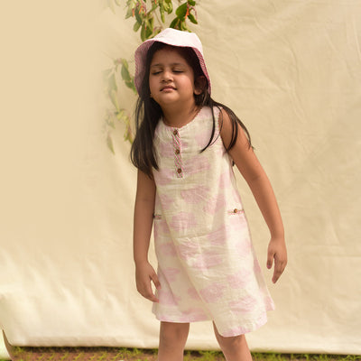 Cotton Dress for Girls | Pink & White