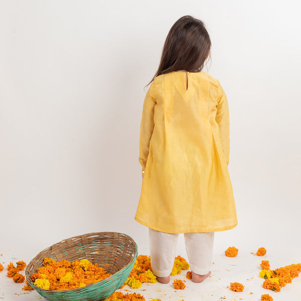 Muslin Kurta Pajama Set for Girls | Yellow