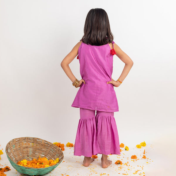 Muslin Sharara Set for Kids | Lilac