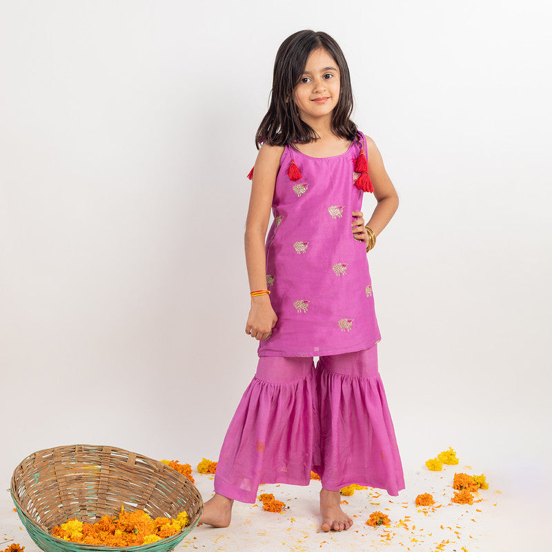 Muslin Sharara Set for Kids | Lilac