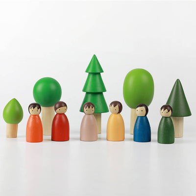 Birch and Bug Wooden Toys for Kids | Peg Dolls | Fun & Creative Learning | Set of 12.