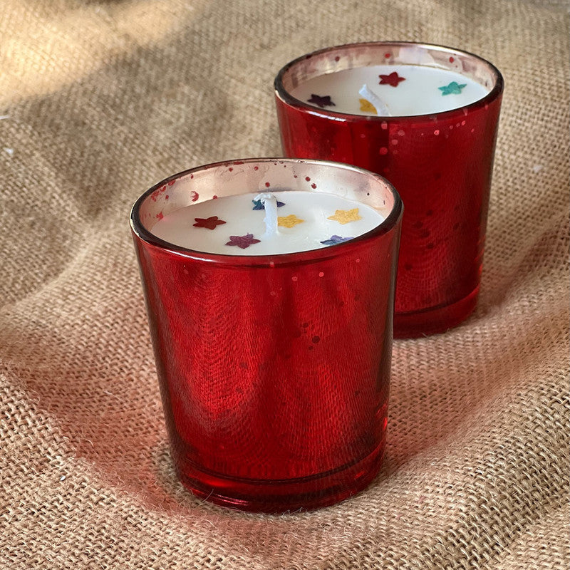 Soy Wax Scented Candle | Red | Set of 2