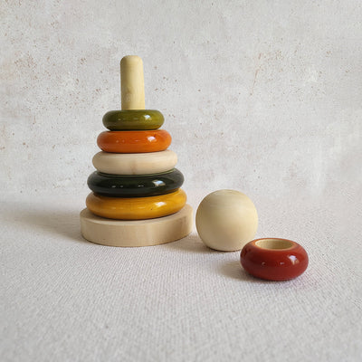 Wooden Rings Stacker Toy | Multicolour | Set of 8