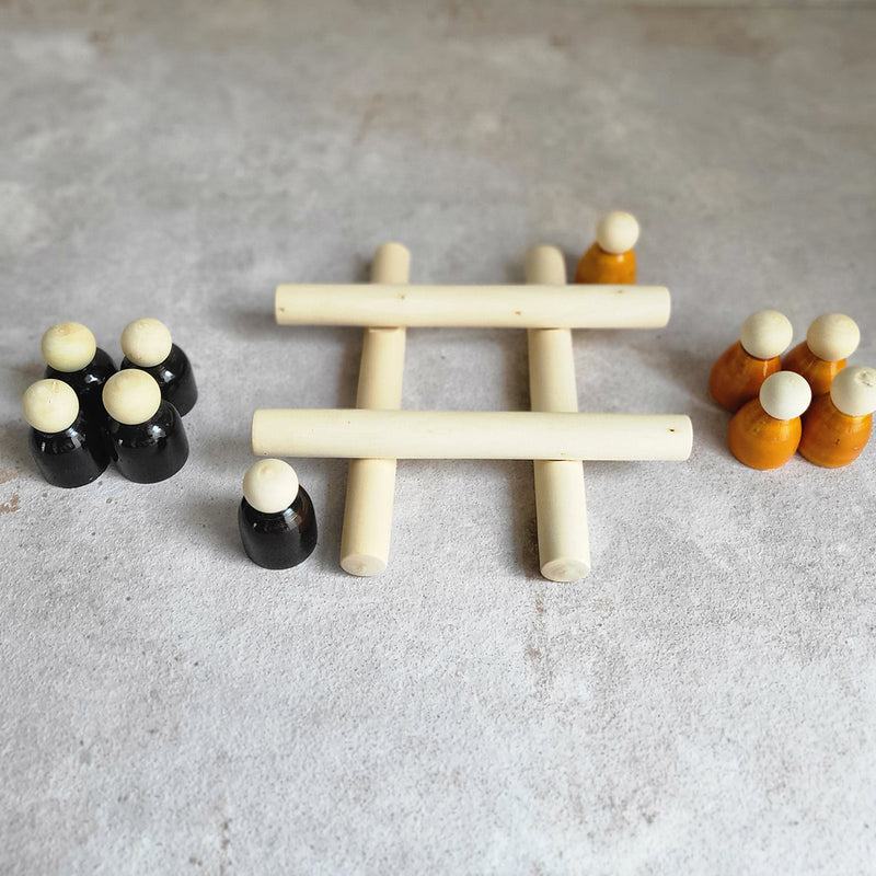 Wooden Toys for Kids | Tic Tac Toe Toy | Multicolour | Set of 14