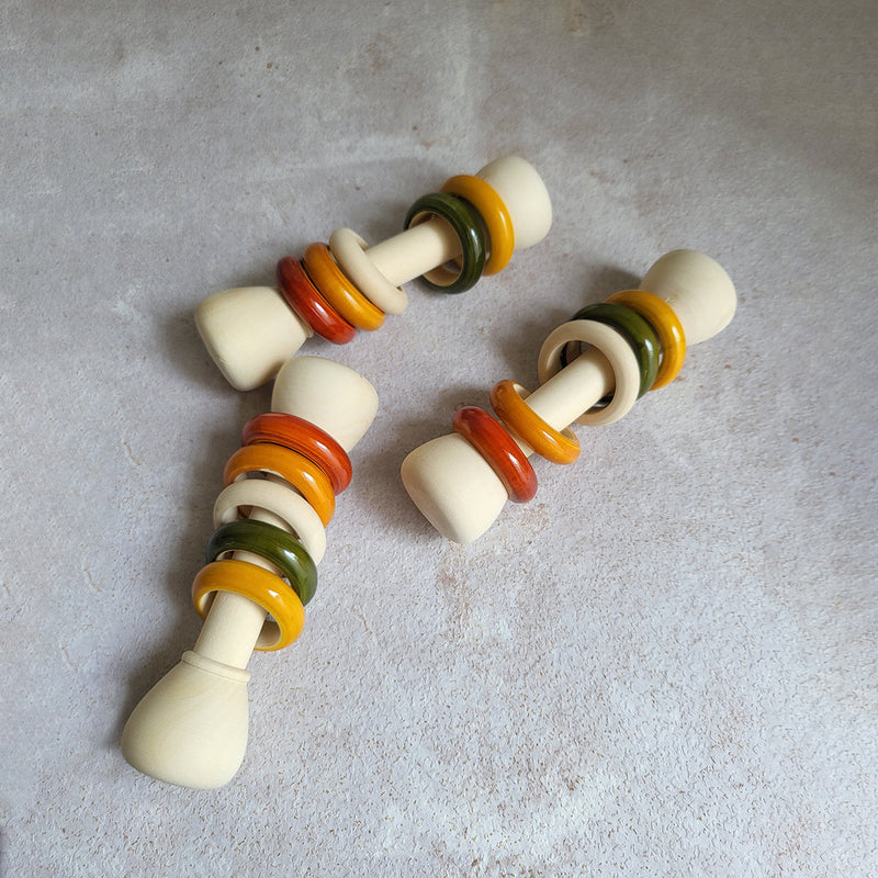 Wooden Baby Rattle | Mini Rattle | Multicolour | Set of 8