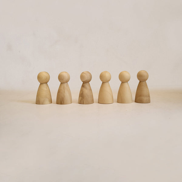 Wooden Peg Dolls | Beige | Set of 6