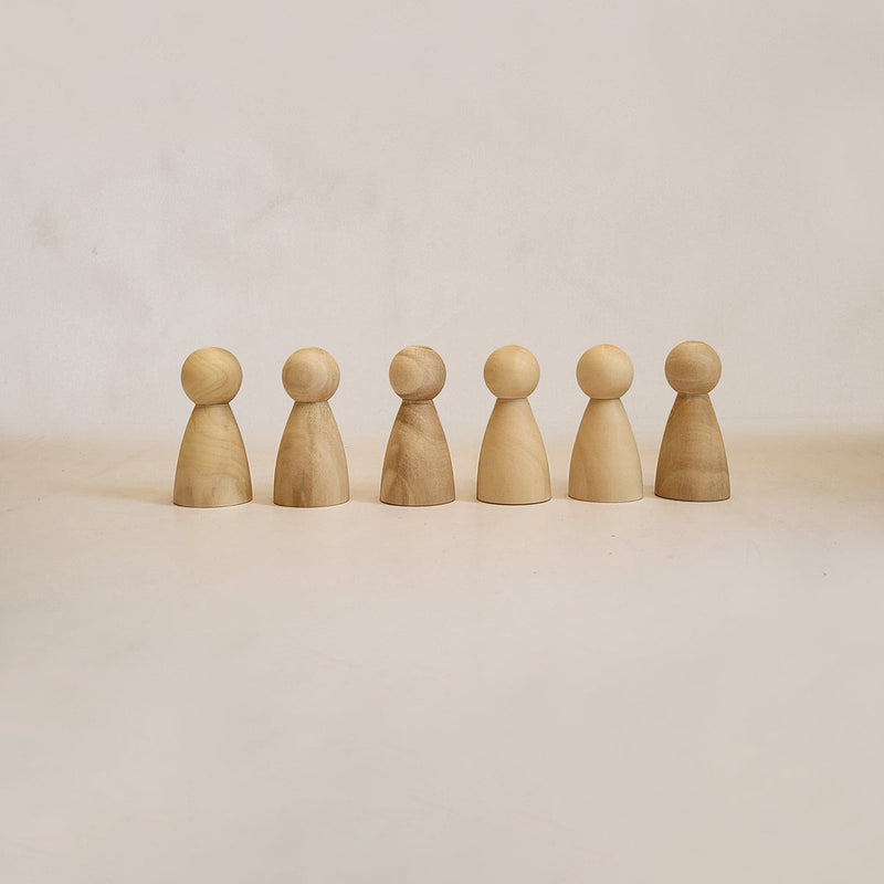 Wooden Peg Dolls | Beige | Set of 6